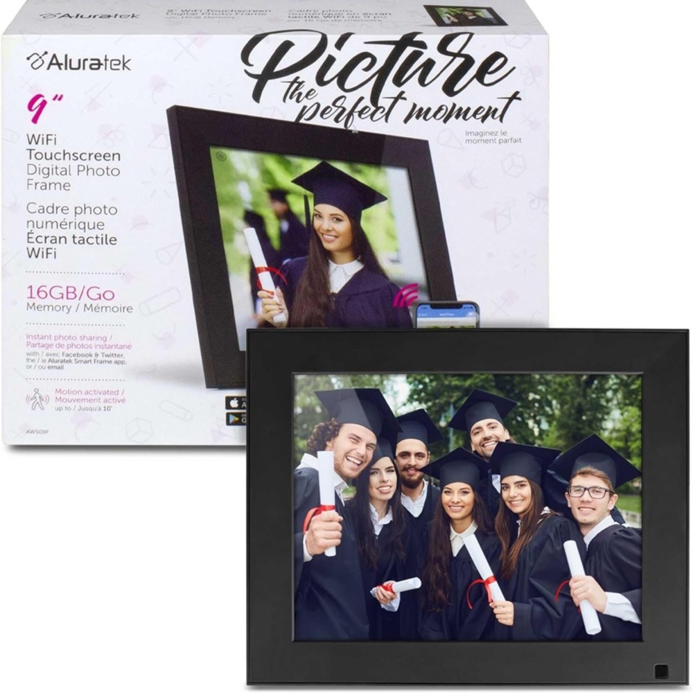 Aluratek 9" WiFi Digital Photo Frame with Motion Sensor and 16GB Memory